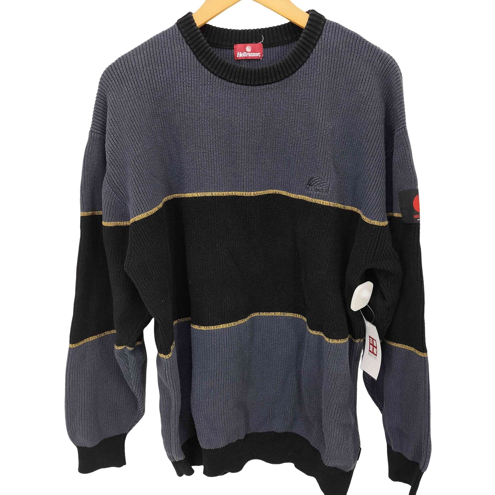 ヘルレイザー HELLRAZOR BIG STRIPE CREW KNIT ビッグ ストライプ