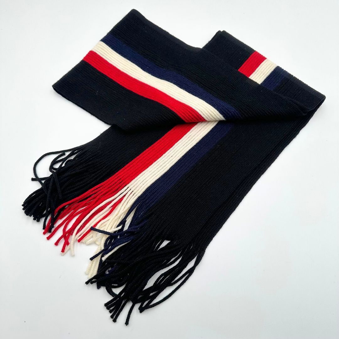 美品】Moncler ロゴ ウール ストライプ マフラー ストール - メルカリ
