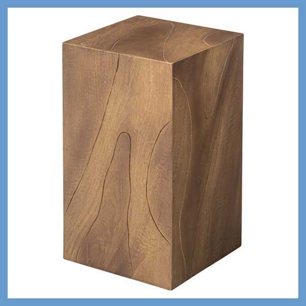 天然木化粧繊維板 モンキーポッド のウッドスツール サイドテーブル 花台 W 28 D H 48 cm No 114