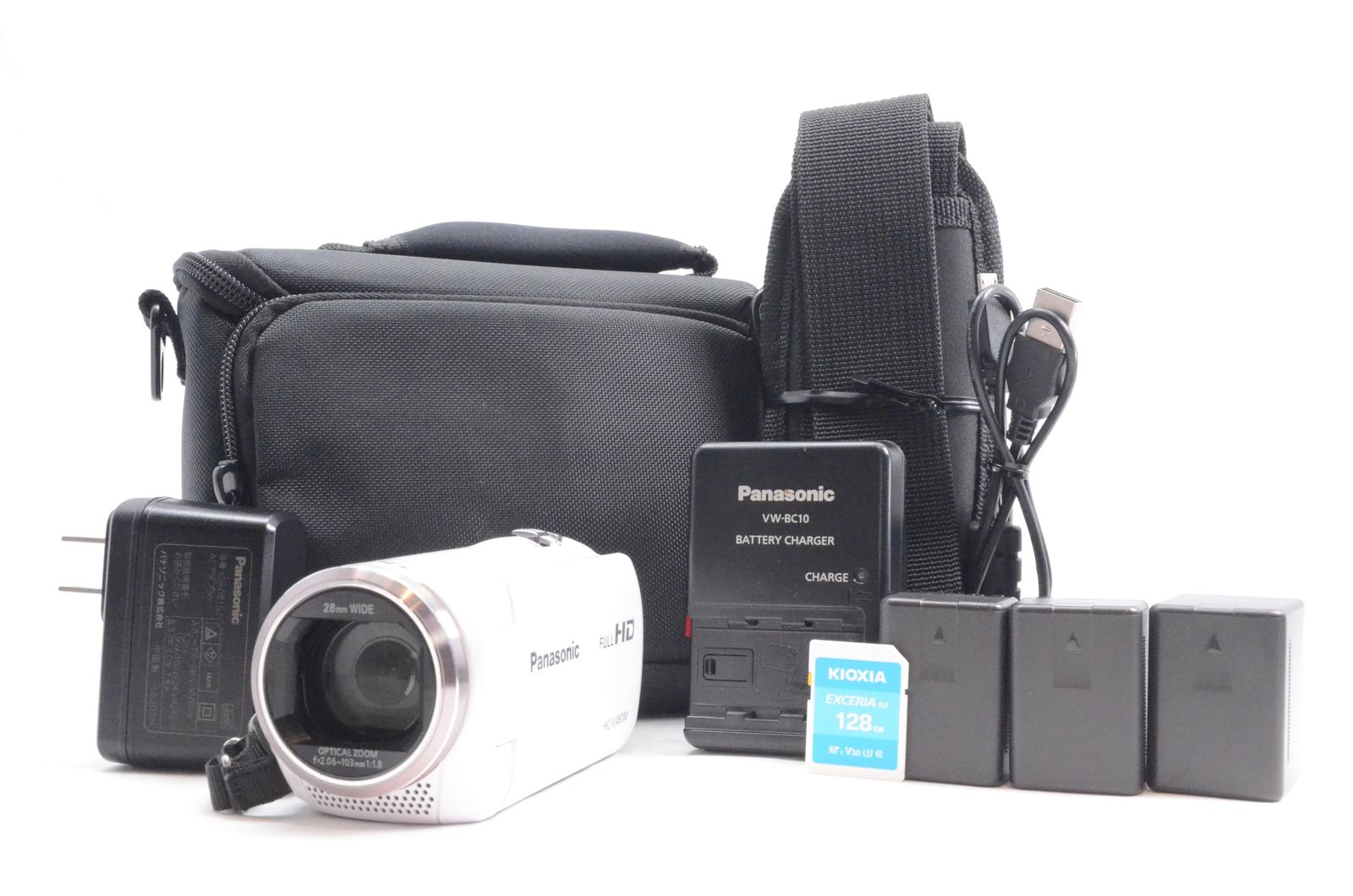 カメラバッグ付き Panasonic パナソニック HDビデオカメラ V480M 32GB 高倍率90倍ズーム ホワイト HC-V480M-W