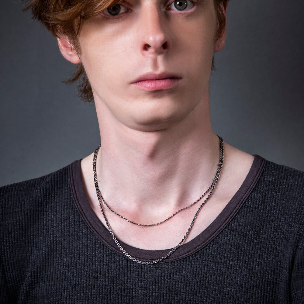 2.5ｍｍ4面カットAKアズキチェーン燻し50ｃｍ アルテミスキングス