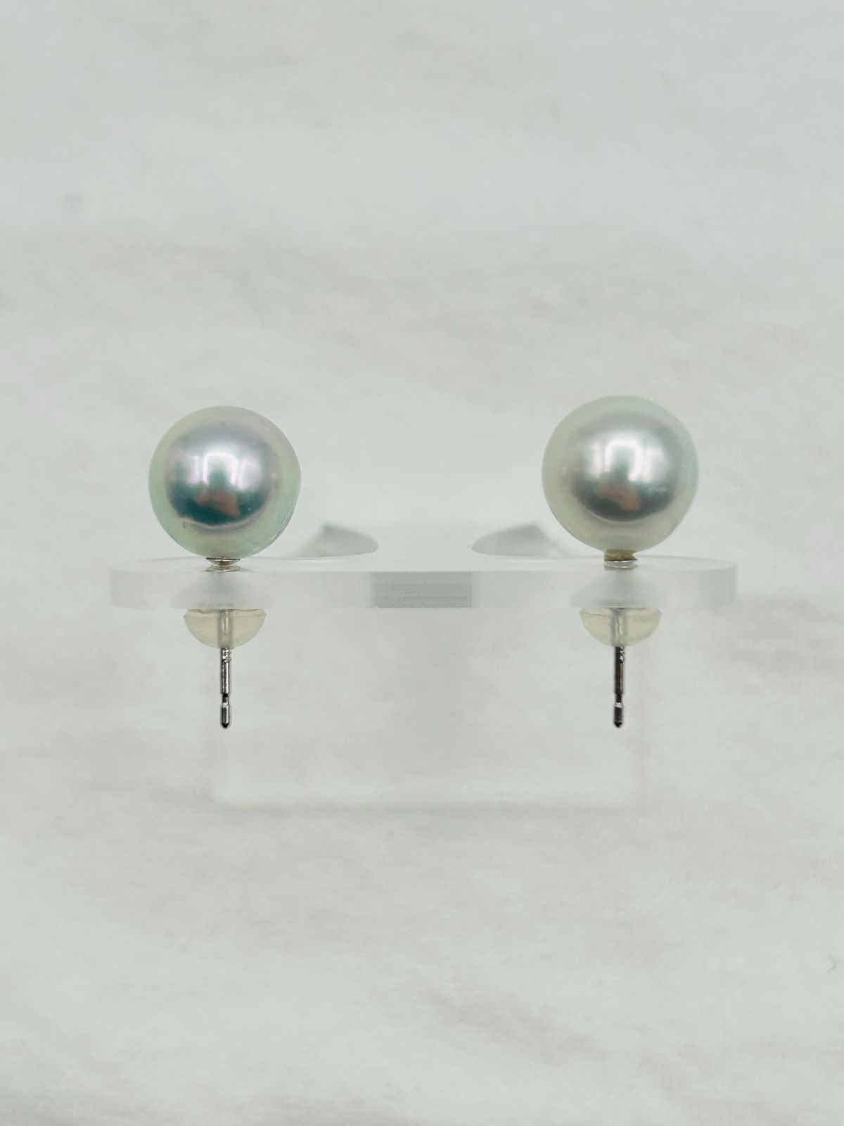 アコヤ オーロラ彩凛珠4-4.5mm ピアス真珠科学研究所 18KYG アコヤ