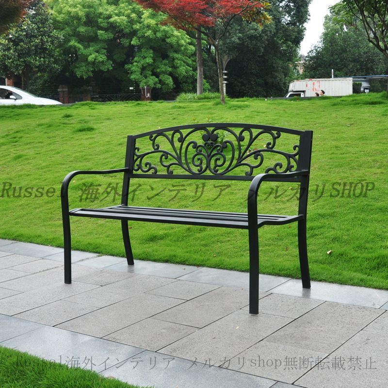 ベンチ エレガント 蝶 背もたれ おしゃれ かわいい ガーデン バルコニー 防錆鋳造 防水 パティオ 公園 庭 屋外 白 ホワイト 黒 ブラック