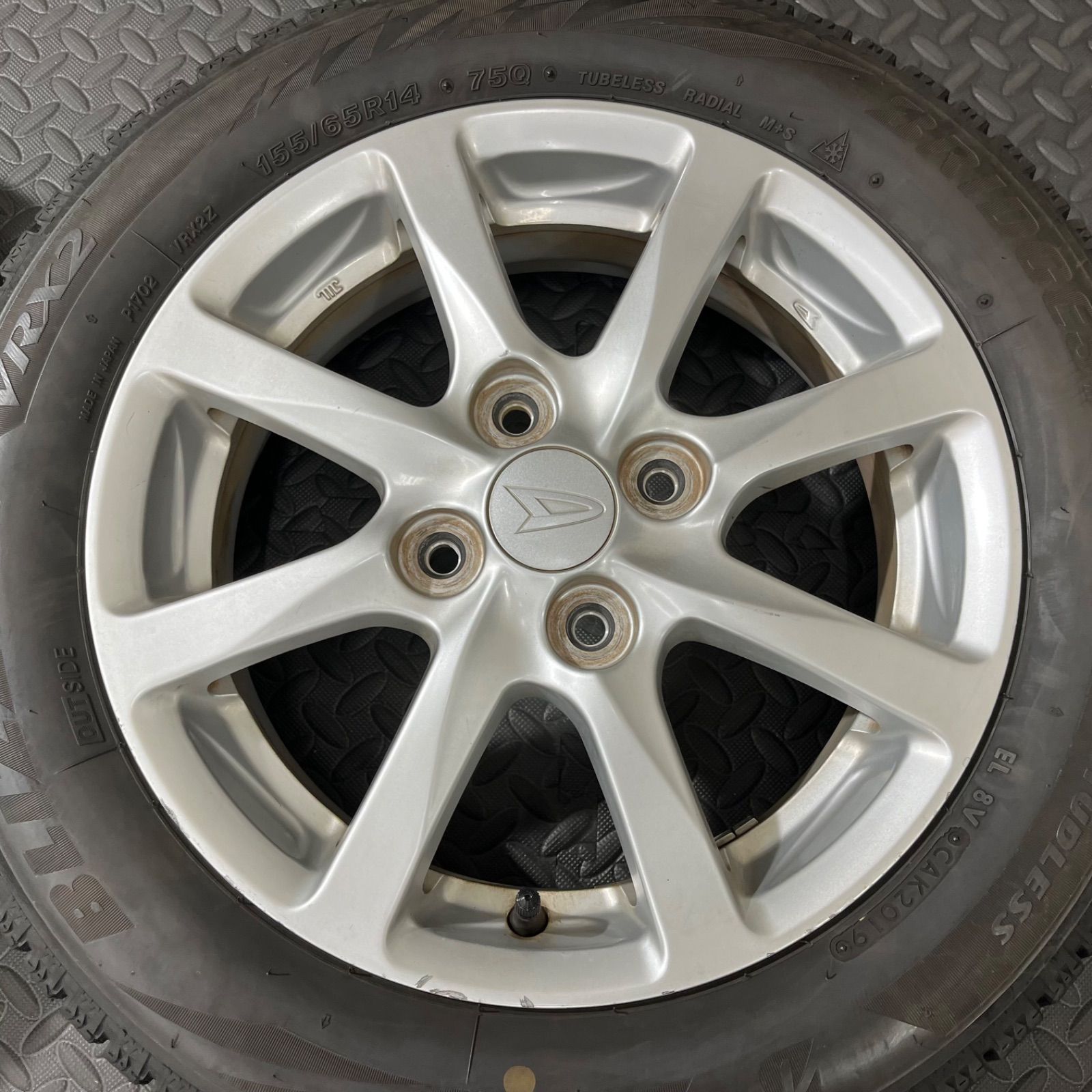  19年製 155 65 R 14 ブリヂストン ブリザックVRX 2 ダイハツ アルミ タント ムーヴ ミラ コンテ スタッドレスタイヤ 1167 E 14インチ タイヤ ホイールセット