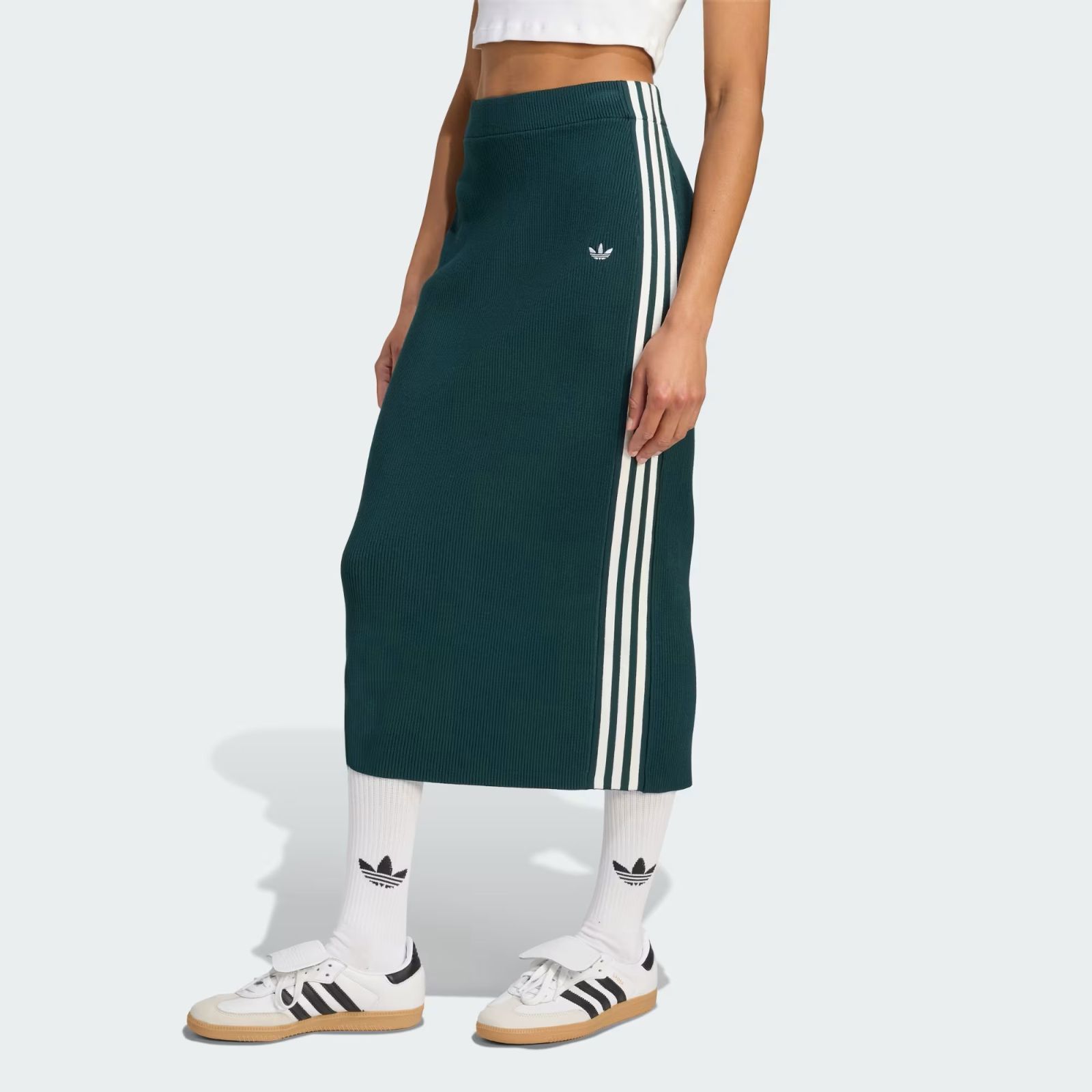 アディダスオリジナルス アディ ニット スリーストライプス スカート レディース ウィーメン WH765 JW2662 WOMEN S ADICOLOR KNITTED THREE-STRIPES SKIRT AURORA INK