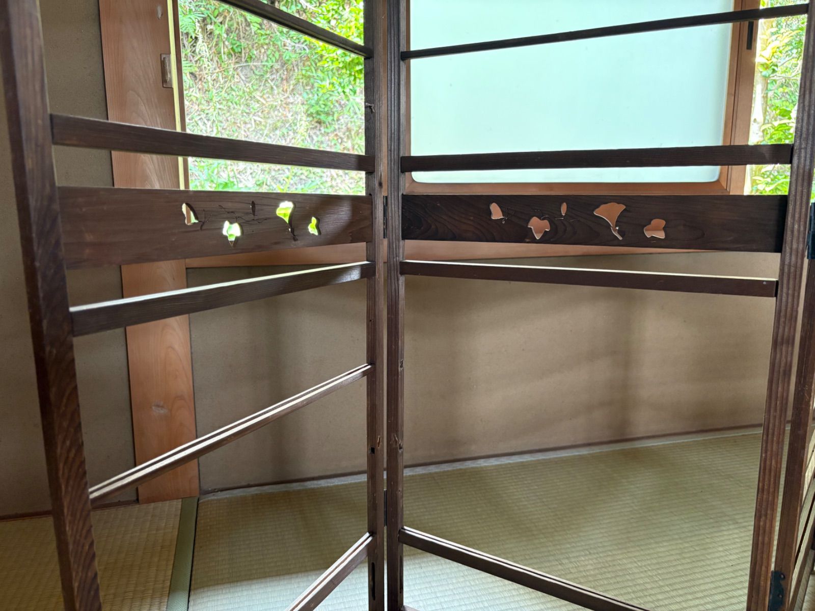 注文 ◇旧家からの古い木製衝立◇折りたたみ 4枚 レトロ