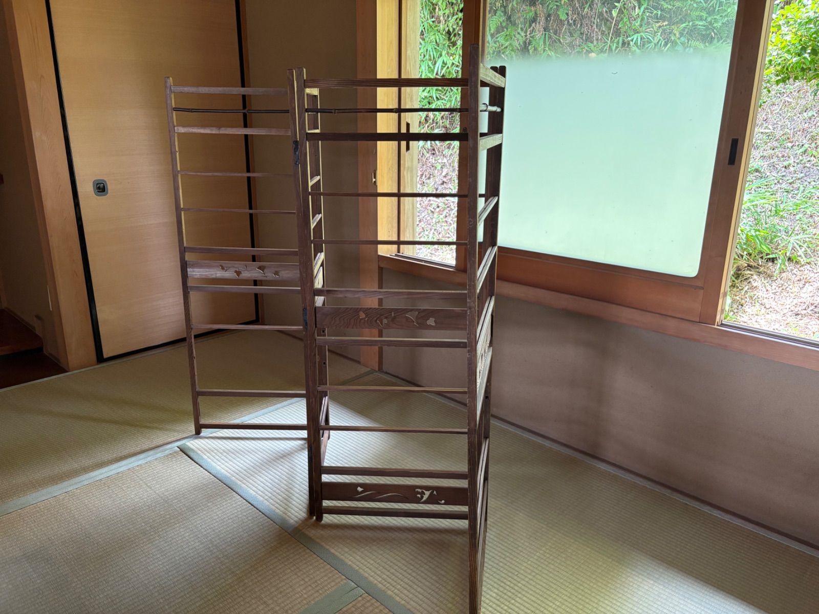 注文 ◇旧家からの古い木製衝立◇折りたたみ 4枚 レトロ