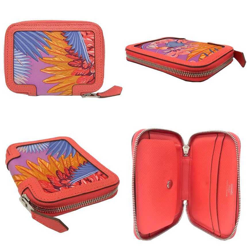 HERMES エルメス コインケース 小銭入れ 折財布 ソワクール フラミンゴパーティ ローズジャイブール aq12142