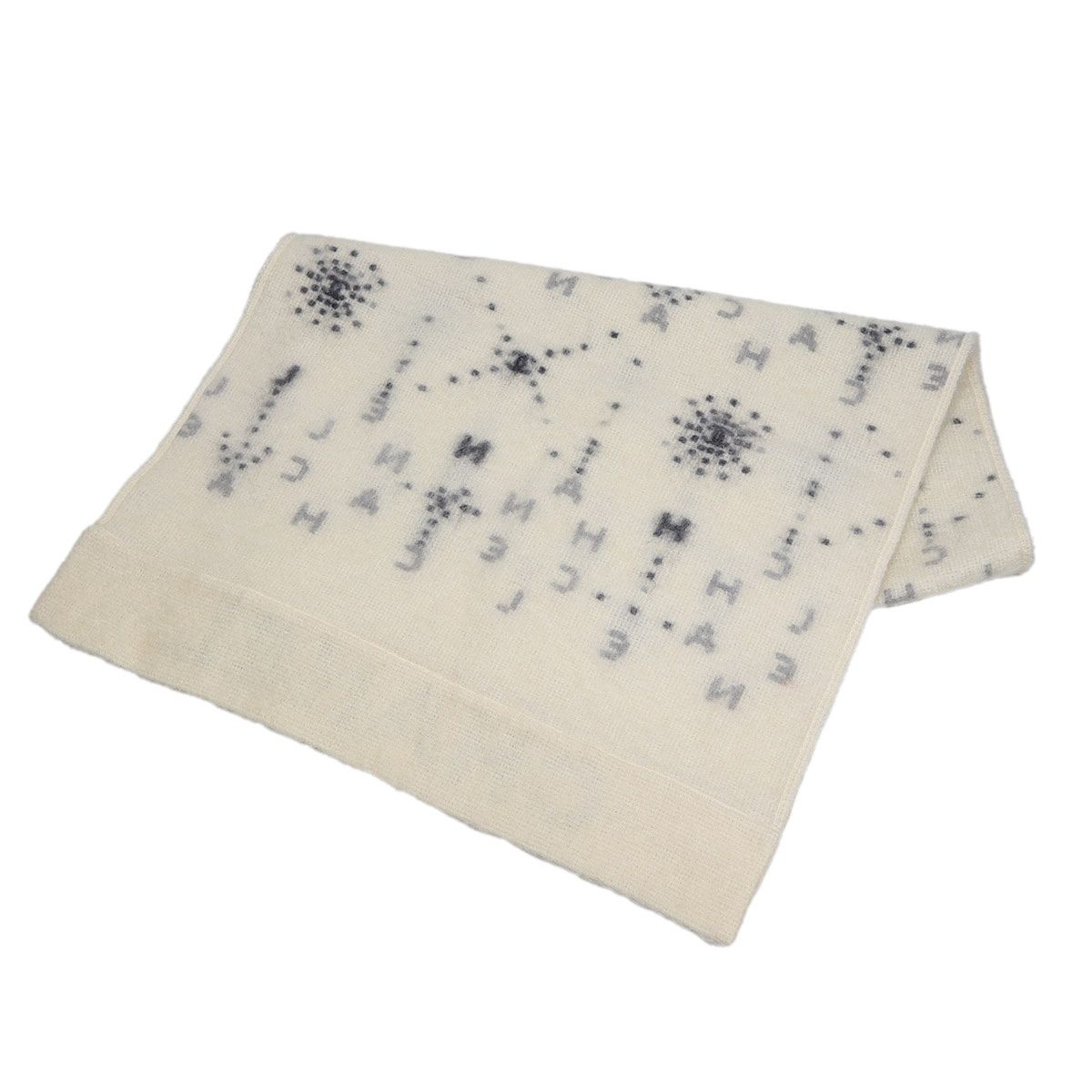 CHANEL シャネル モヘア ストール ロゴ マフラー ホワイト系 服飾小物 k 1303