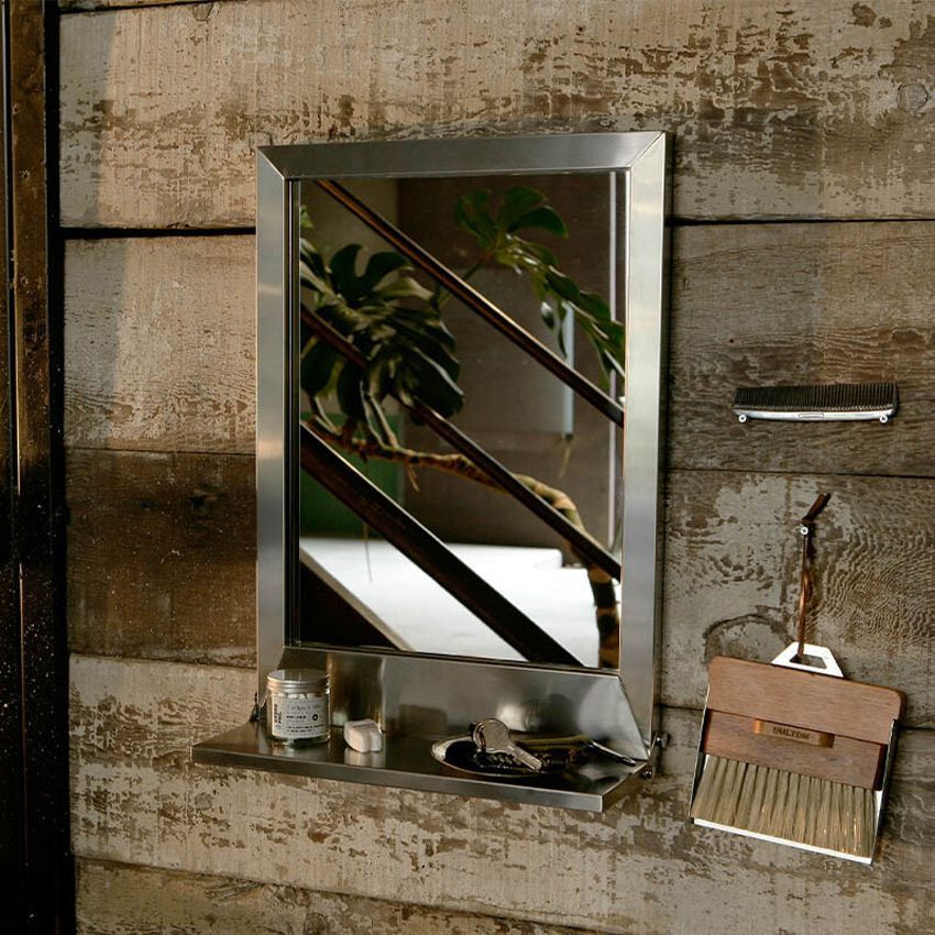 STAINLESS STEEL FRAME MIRROR WITH BRACKET S インテリア ウォールミラー 鏡 インダストリアル ステンレス スチール フレーム ミラー ウィズ ブラケット