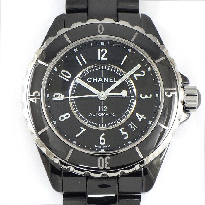シャネル CHANEL 腕時計 J12 H0685 デイト 回転ベゼル ブラック文字盤 SS ブラック セラミック 自動巻き