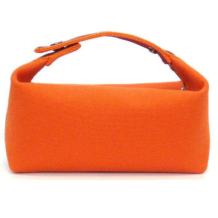 エルメス HERMES バス用ポーチ ハンドバッグ ブリッド ア ブラック PM オランジュ フー コットン シルバー金具