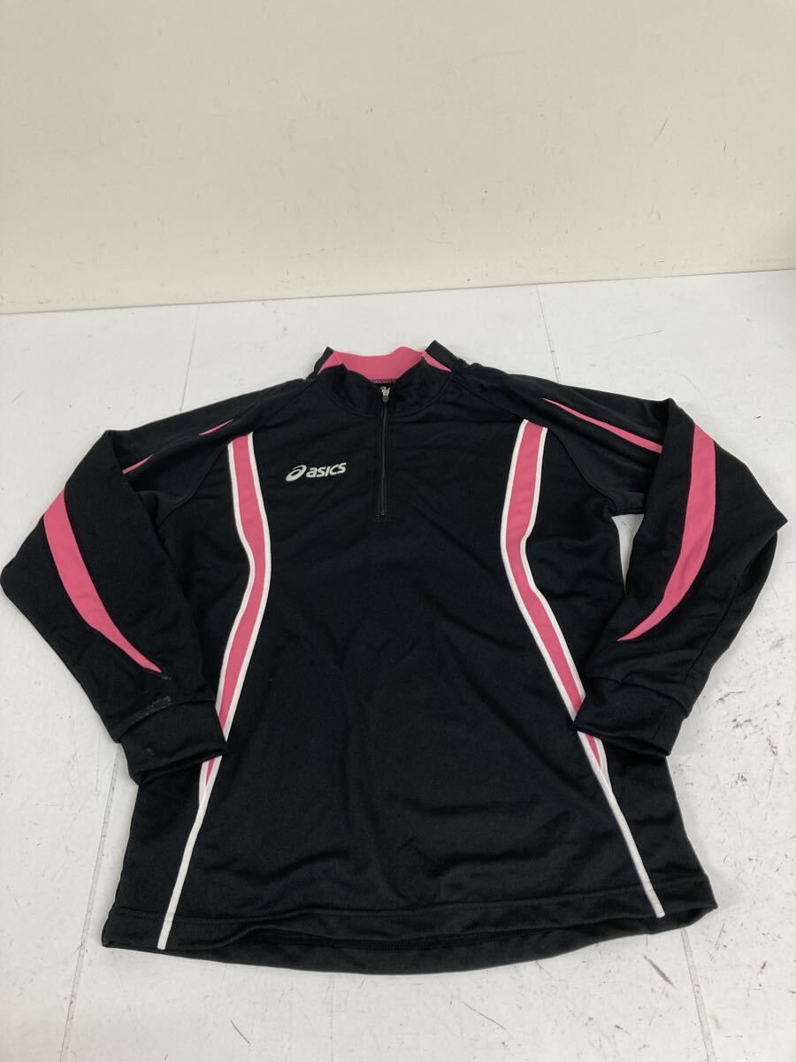 送料無料☆asics アシックス☆ハーフジップ 長袖Tシャツ ジャージ☆黒