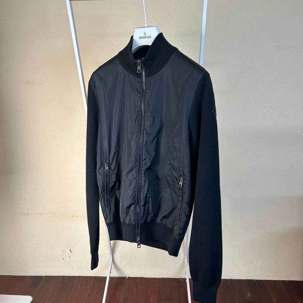 美品】MONCLER モンクレール ニット切り替えカーディガン黒 S