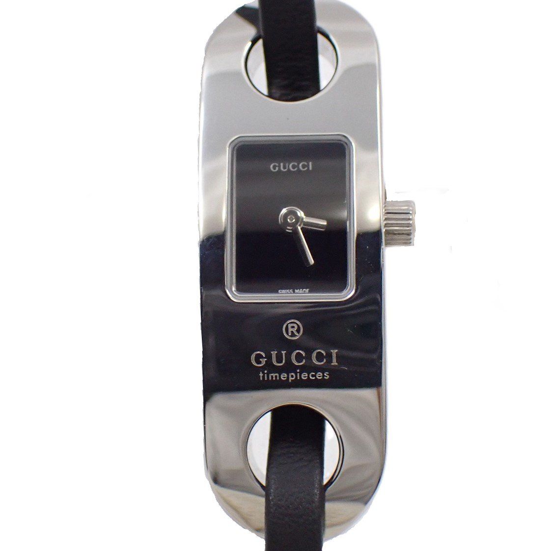 グッチ 6100L ブレスウォッチ クォーツ レディース 腕時計 黒文字盤