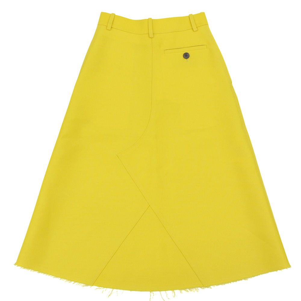 超 ロエベ LOEWE 現行タグ S359Y08X05 シルク ウール Aラインフ マキシスカート 32 XS 内周64cm イエロー レディース 旅