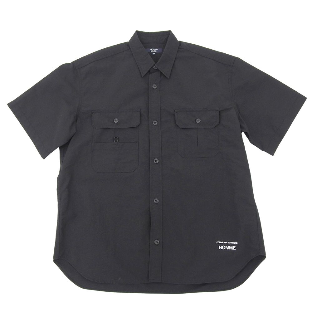 超 コムデギャルソンオム COMME des GARCONS HOMME 商品 HO-B024-051 ナイロン タッサー 半袖 シャツ XS 黒 25ss