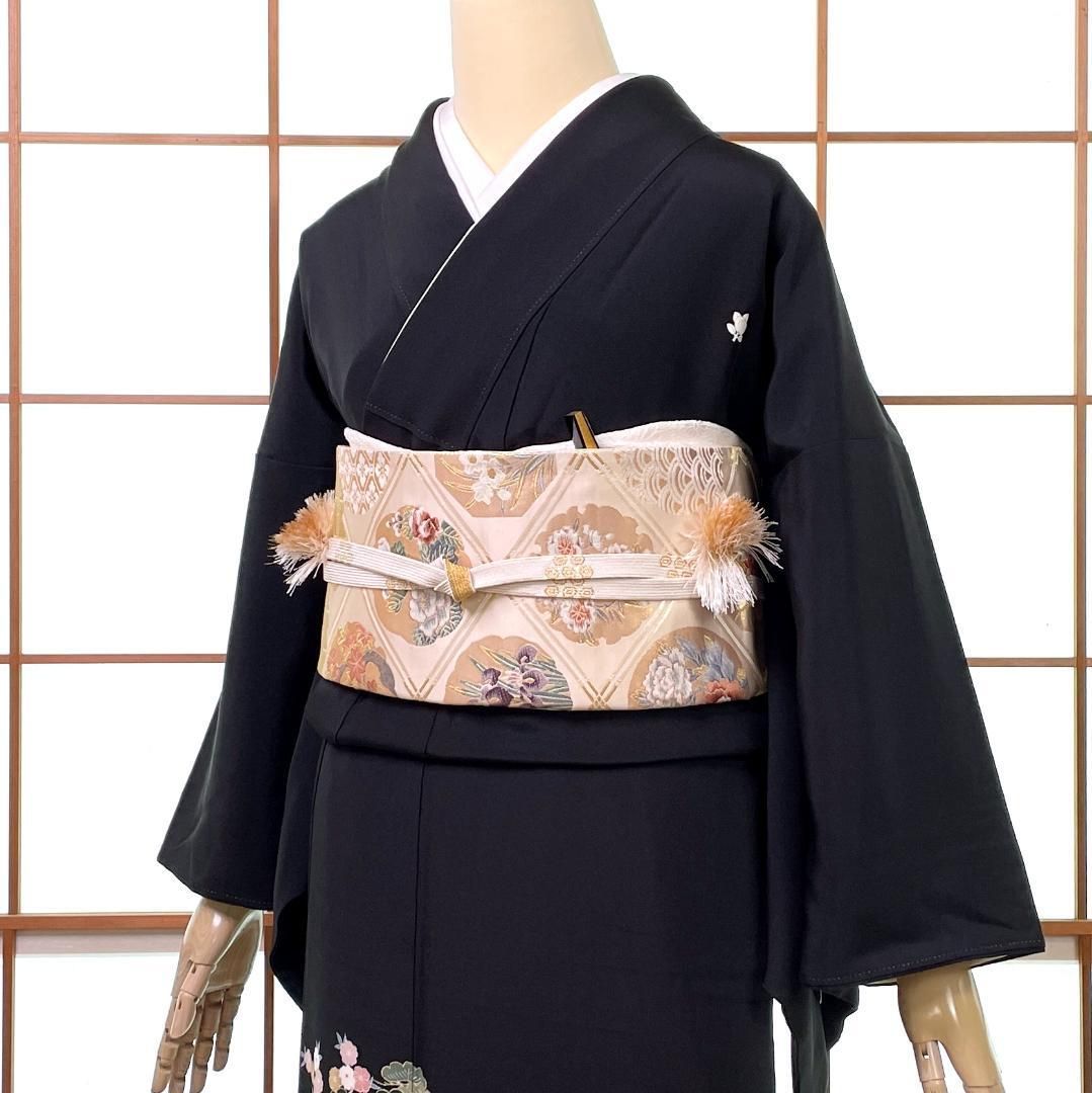 黒留袖 長襦袢 2点セット 正絹 刺繍 金彩 群鶴 着物 kimonolove 作家物 手入れ済み リユース品 オゾン消臭サービス A 1960