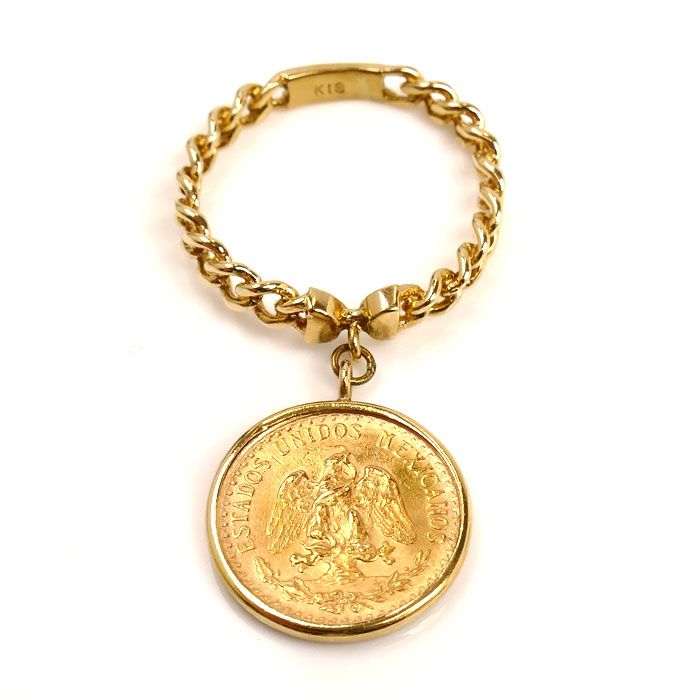 K 21.6 YG 18 メキシコ金貨2ペソ リング 指輪 7号 3.4 g レディース