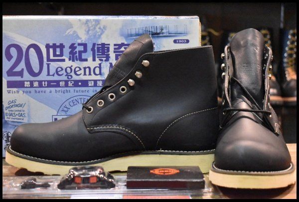 8.5EE DEAD 犬タグ LEGEND 99年 レッドウィング 8165 アイリッシュセッター ブラック プレーントゥ ブーツ redwing HOPESMORE FG358
