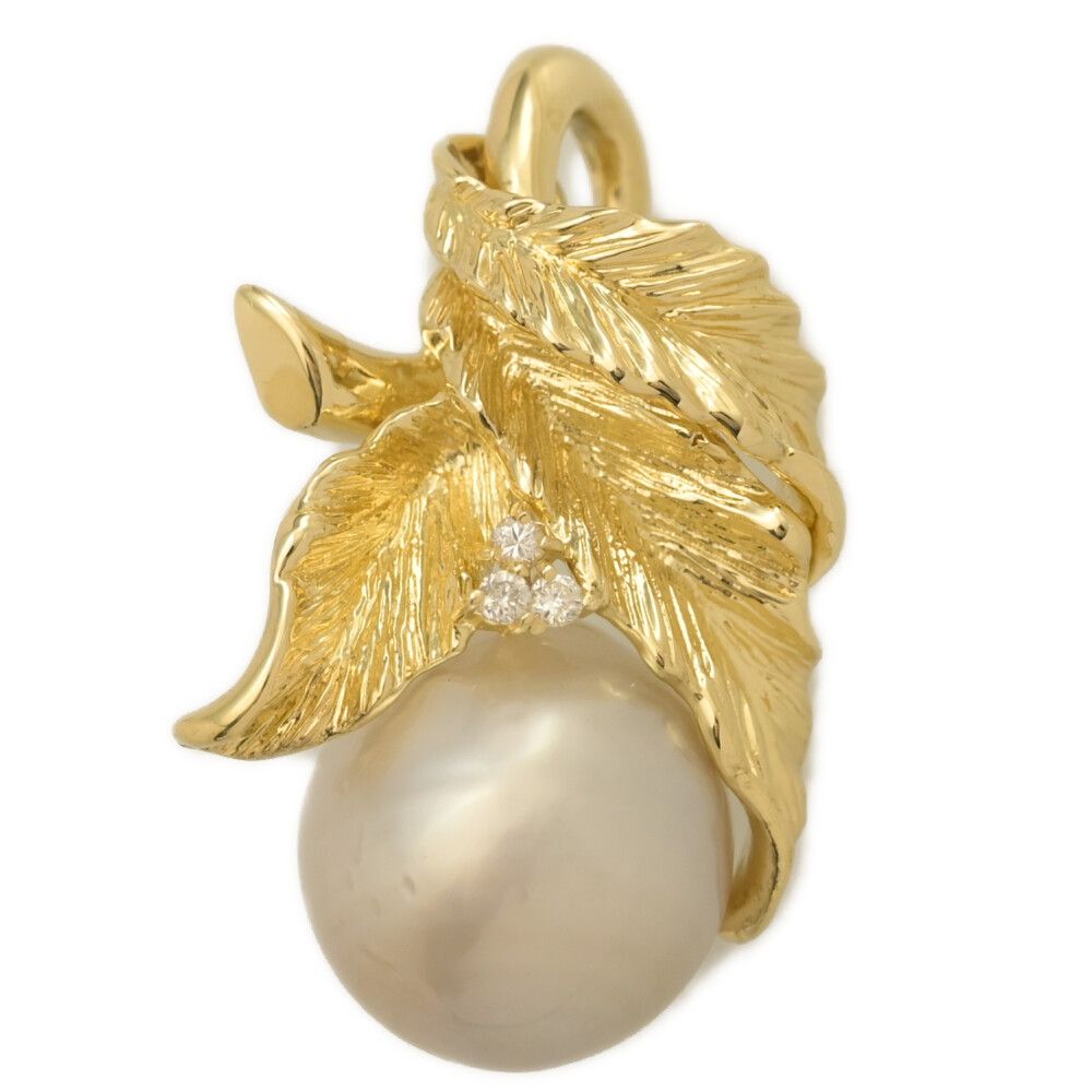 FD 0.03ct 白蝶真珠 シロチョウ サウスシーパール・ダイヤモンドペンダントトップ K18YG-10.6g イエローゴールド 翌日配送可 ♀ N レディース 595179