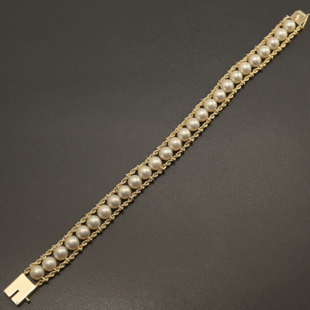 自然体な ベビーパール 27P･アコヤ真珠 Japan Pearl パールブレスレット･ペンダント K14YG-15.7g イエローゴールド 翌日配送可 ♀ S レディース 595187