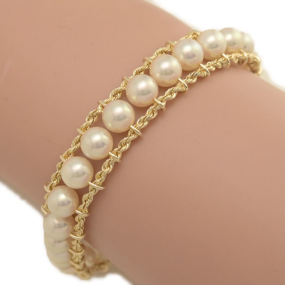 ベビーパール 27P･アコヤ真珠 Japan Pearl パールブレスレット･ペンダント K14YG-15.7g イエローゴールド 翌日配送可 ♀ S レディース 595187