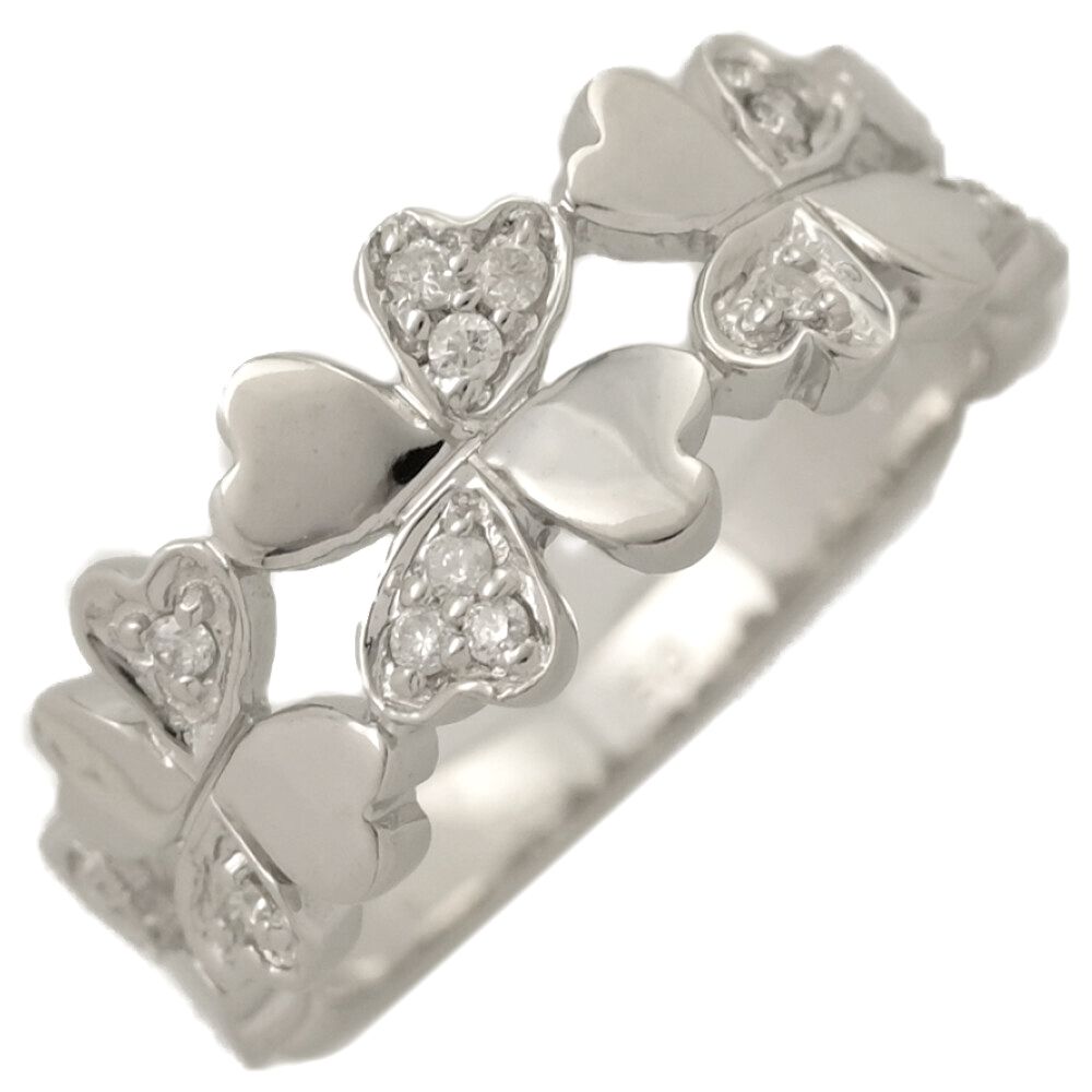 0.09ct FOLLI FOLLIE フォリフォリ 四葉のクローバー ダイヤモンド リング・指輪 K18WG 750-3.6g 10号 50 ホワイトゴールド ♀ S レディース 594852