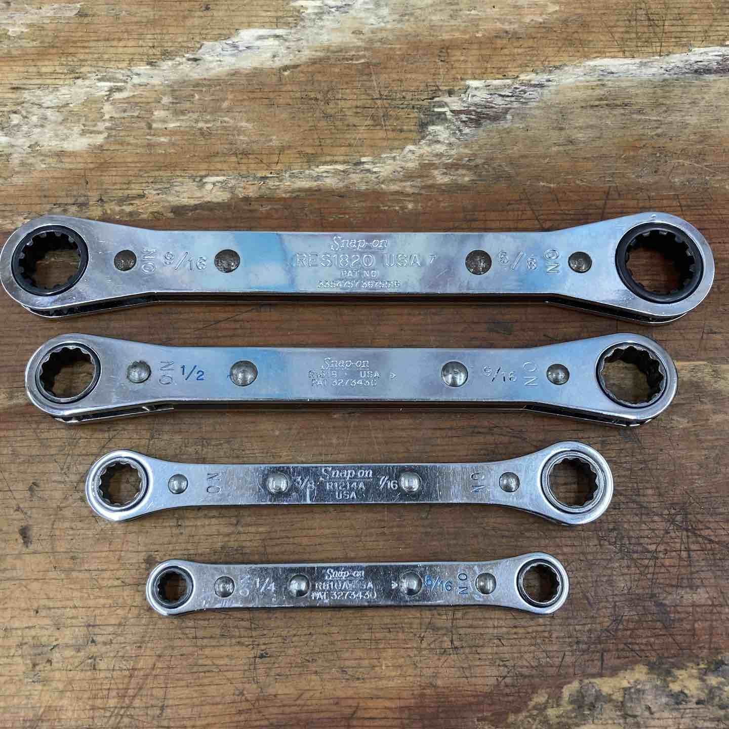 【中古品】▲スナップオン(Snap-on) 板ラチェット 4本セット R810A R1214A R1618 RES1820 旧ロゴ 1/4~5/8インチ【柏店】