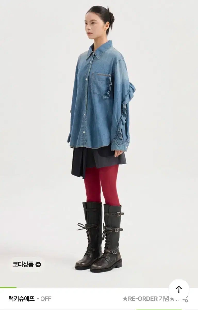 25fw ラッキーシュエトゥ フリル デニム シャツ ブラウス