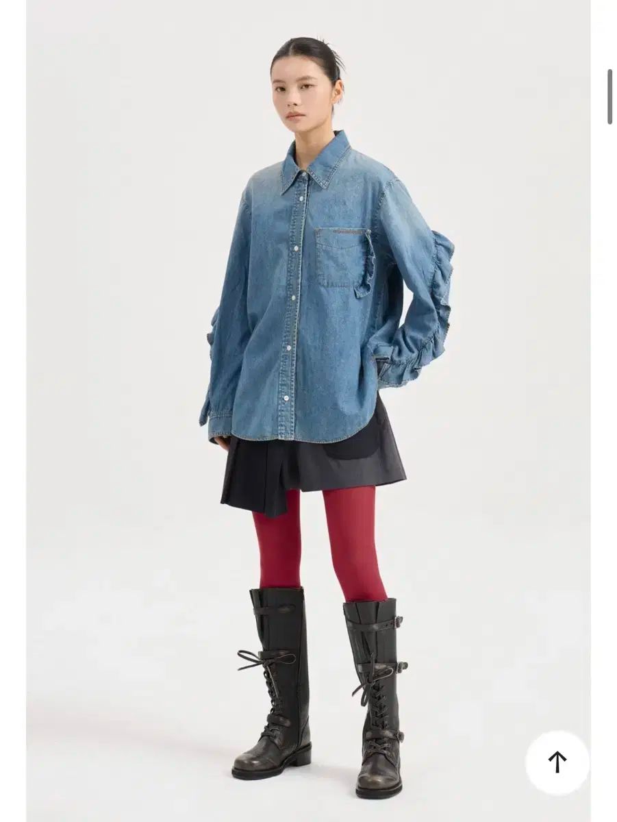 25fw ラッキーシュエトゥ フリル デニム シャツ ブラウス