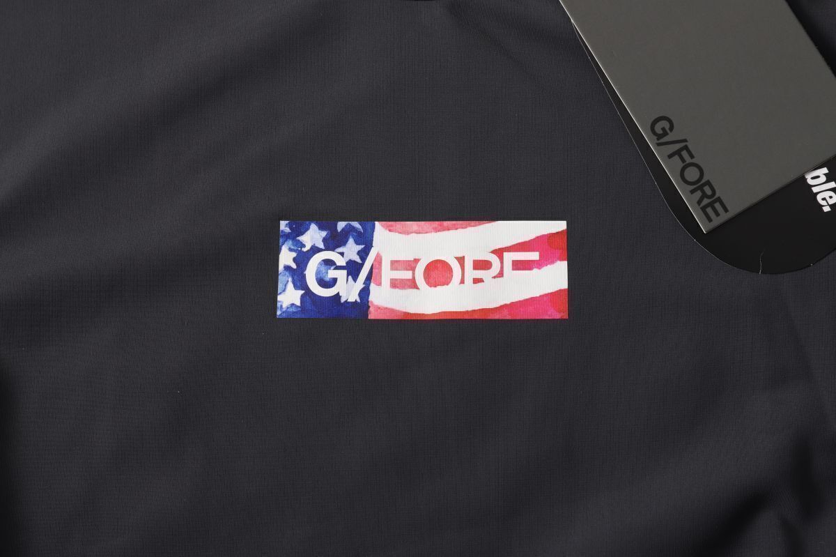 レディースアメリカンロゴ半袖モックネックシャツ