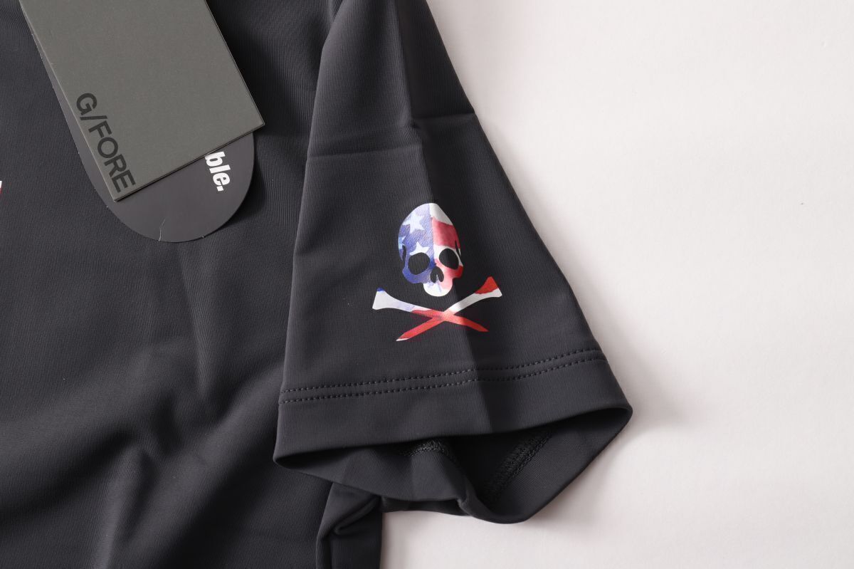  正規 G FORE ジーフォア レディースアメリカンロゴ半袖モックネックシャツ 34 グレー灰 速乾軽量 シャツ レディースウェア