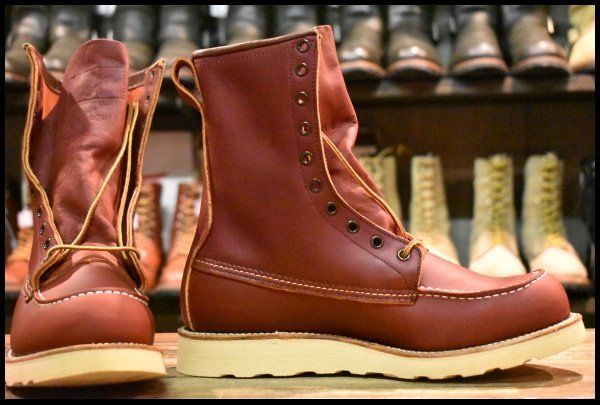 8.5D DEAD 犬タグ 98年 レッドウィング 8877 ロング アイリッシュセッター 赤茶 オロラセット モック ブーツ redwing HOPESMORE FI027