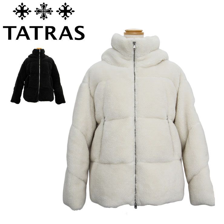 TATRAS タトラス ダウンジャケット DAESIA ダエシア LTAT24A4989-D レディース ボア フード付き スタンド オーバーサイズ ロゴ BLACK IVORY ボアジャケット 防寒 暖かい 秋冬
