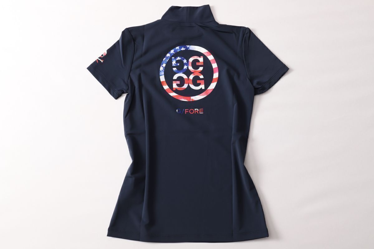 レディースアメリカンロゴ半袖モックネックシャツ 34