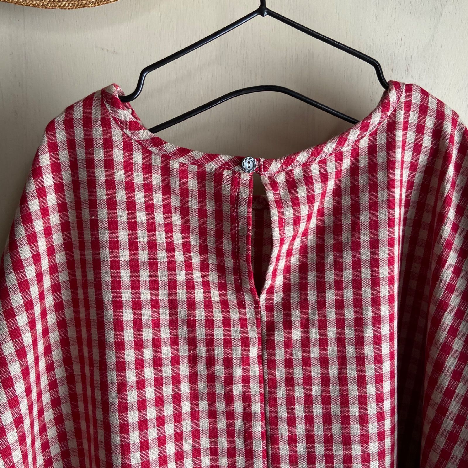 赤 ギャザーワンピース