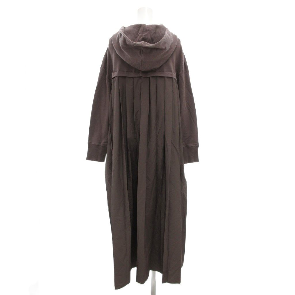 自由区 オンワード樫山 アンフィーロ UNFILO スムース コンビ ワンピース ロング 長袖 フード 切替 モカ GV GY 18