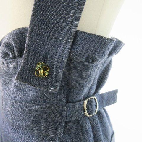 【中古】ルルロジェッタ ルールロジェット leur logette サロペット オーバーオール パンツ ワイド ラメ 麻 0 S 青 ルルロジェッタ ルールロジェット leur logette サロペット