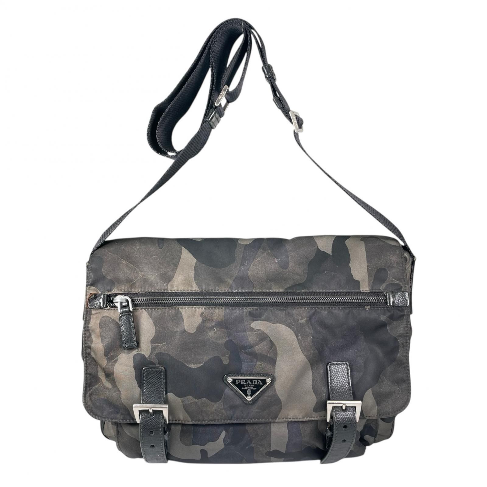 PRADA プラダ メッセンジャー BT6671 カモフラージュ ショルダーバッグ ナイロン レザー F0170 FUMO カモフラ メンズ