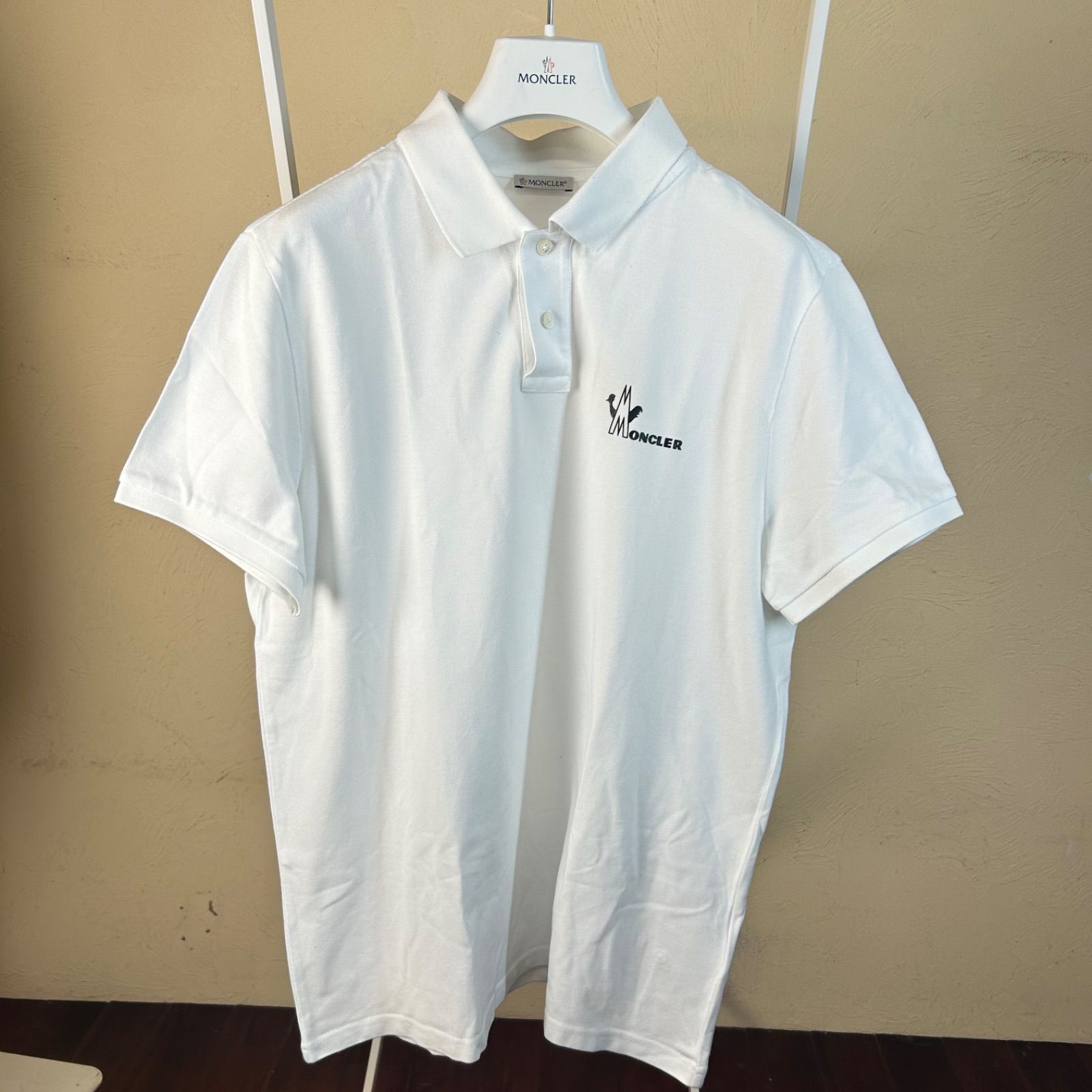 MONCLER モンクレールワンポイント半袖ポロシャツ白L