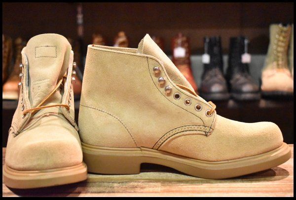 8D DEAD 羽タグ レッドウィング 8128 スエード スーパーソール タン ラフアウト プレーントゥ 編み上げ ブーツ redwing HOPESMORE FJ089