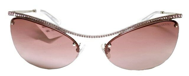 スワロフスキー サングラス オーバル SK 7018 シルバー ピンク ストーン レッド グラデーション クリスタル SWAROVSKI 石 ラグジュアリー ラインストーン レディース