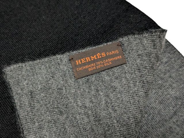 エルメス マフラー リバーシブル Hロゴ ブラック グレー カシミヤ70