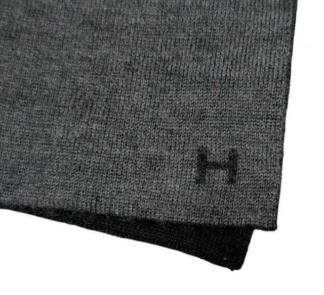 エルメス マフラー リバーシブル Hロゴ ブラック グレー カシミヤ70