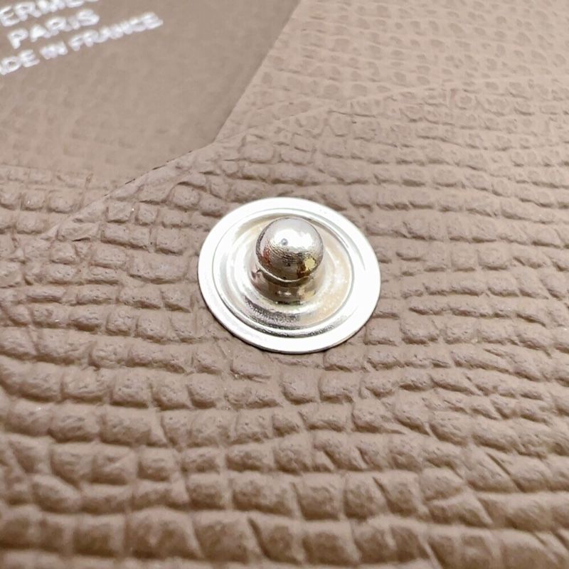  エルメス HERMES カルヴィ W刻印 製 グレー ヴォーエプソン ユニセックス カードケース その他 小物