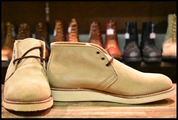 複雑な 8.5E DEAD 羽タグ 00年 レッドウィング 8895 スエード チャッカ タン ラフアウト 短靴 ベージュ ブーツ redwing HOPESMORE FJ090