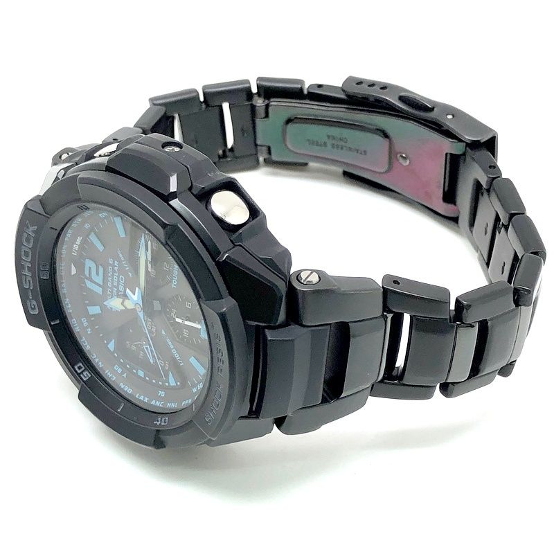 G-SHOCK GW-3000BD メタルバンド スカイコクピット 電波ソーラー 中古 CASIO G-SHOCK 超人気 スカイコックピットシリーズ メタルバンド GW-3000BD ブラックフォースモデル 実働品