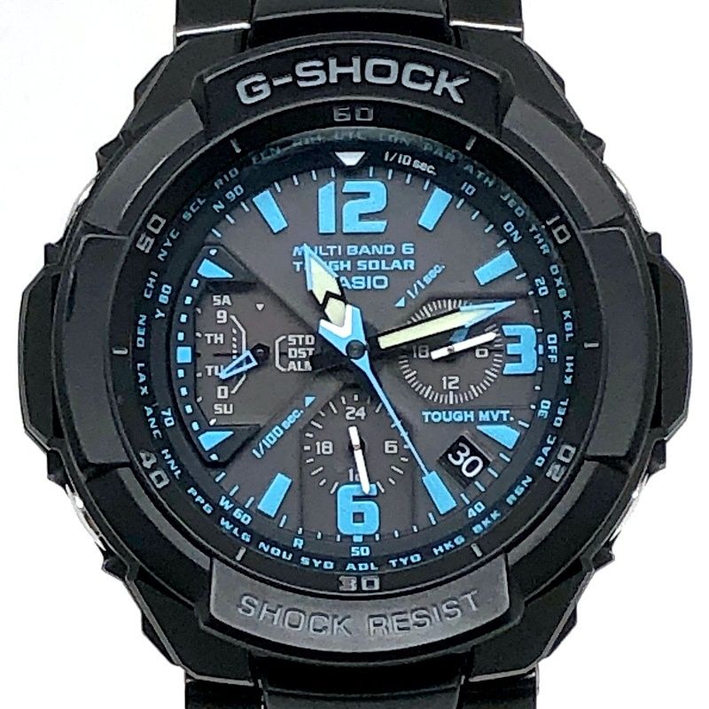 G-SHOCK GW-3000BD メタルバンド スカイコクピット 電波ソーラー 中古 CASIO G-SHOCK 超人気 スカイコックピットシリーズ メタルバンド GW-3000BD ブラックフォースモデル 実働品
