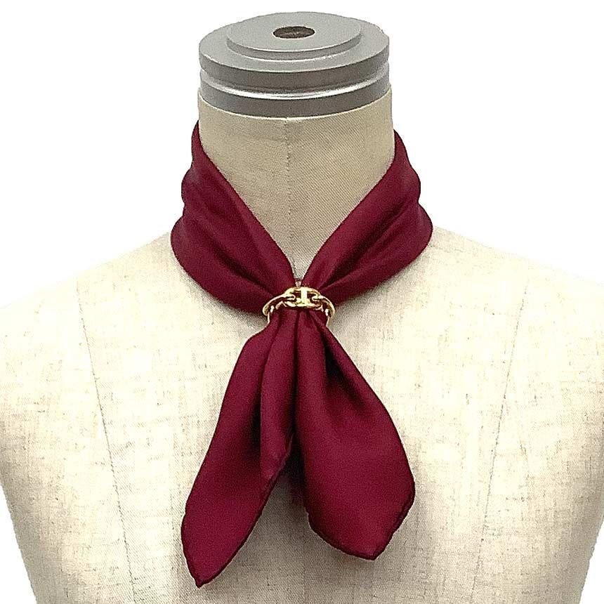 HERMES エルメス シルク ポケットチーフ スカーフ ネッカチーフ バンダナ ボルドー aq 12135